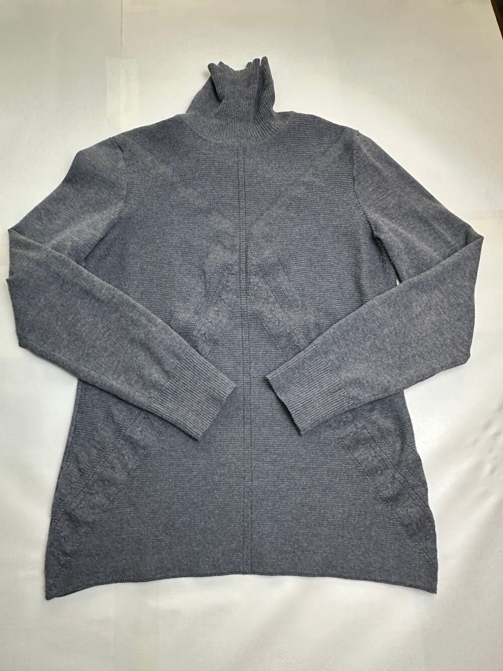 TRIBAL Women’s Small Gray Turtleneck Sweater Cable Knit Long Sleeve Pullover